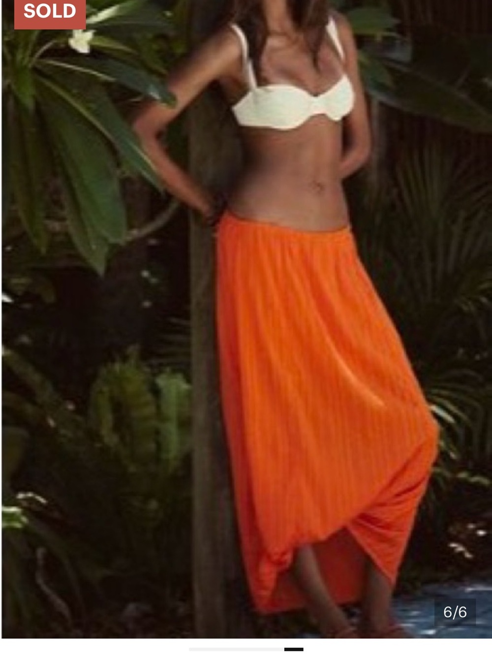 Free People Bright Orange Maxi Harem Skirt